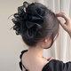 建祿羽毛蝴蝶結(jié)抓夾網(wǎng)紗公主頭發(fā)夾女后腦勺發(fā)飾高級感黑色大號鯊魚夾 高級感羽毛網(wǎng)紗發(fā)夾