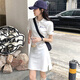 冠軍涂鴉連衣裙夏季女裝2025新款polo領(lǐng)純棉裙子短袖包臀修身顯瘦潮 白色刺繡款 M 95-110斤
