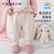幼歌（YOUGE）兒童絲絨感搖粒絨保暖褲加絨燈芯絨保暖松緊舒適束腳褲 杏色(66-90兩用襠) 80 cm