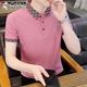 啄木鳥(niǎo)t恤男翻領(lǐng)夏季潮流男士短袖冰絲棉polo汗衫2024夏款高端體恤半袖T 2367紅色 4XL【推薦165-175斤】