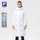 斐樂(lè )（FILA）女子長(cháng)款羽絨服冬季90%鵝絨長(cháng)袖保暖連帽運動(dòng)過(guò)膝開(kāi)衫外套上衣 玉石白-WT L