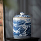 墨馳景德鎮仿古青花陶瓷茶葉罐防潮家用普洱茶餅缸密封收納桶儲存罐子 仿古清明上河圖直筒罐