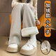 簡(jiǎn)蜓毛呢直筒休閑褲人字紋闊腿褲女春秋冬2025新款加絨顯瘦窄版香蕉褲 燕麥色加絨-小個(gè)子 M(適合95-105斤)