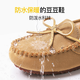 UBZ 2022年秋冬季新款防水豆豆鞋女軟底孕婦鞋 毛毛豆豆一腳蹬棉鞋 奶茶色  38
