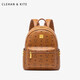 CLEHAN&KITE包包女包2025新款印花雙肩包女上課通勤旅行小背包生日禮物送女友 棕色