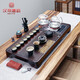 漢帝唐韻 整塊黑檀木茶盤(pán)功夫茶具套裝家用辦公室茶臺客廳全自動(dòng)一體帶電磁爐茶海 恭喜發(fā)財75X44+水晶套裝+黑陶茶具