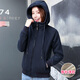 清雅若蘭加絨衛衣女款2025秋冬新款寬松休閑連帽上衣開(kāi)衫加厚通勤短款外套 不加絨-藏青色薄款 XL 【推薦110一120斤左右】