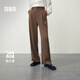 Semir【易打理】森馬西褲女春秋裝開叉高腰西裝褲垂感闊腿褲 深咖啡50916 160/66A/M