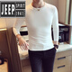 JEEP SPIRIT男士t恤長(cháng)袖春秋季2023新款男裝上衣修身內搭純色緊身圓領(lǐng)打底衫 白色 L 【125斤以?xún)取? title=