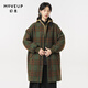 幻走（MOVEUP）2023冬季新款.FUN系列羅紋領(lǐng)繡花設計師長(cháng)款毛呢外套女 綠棕格 M