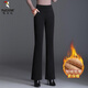 啄木鳥(niǎo)加絨加厚微喇叭褲子女秋冬高腰大碼寬松休閑長(cháng)褲外穿冬季保暖棉褲 黑色長(cháng)褲【羊羔絨加厚】 XL 【115-125斤】