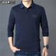 JEEP SPIRIT吉普休閑純棉長(cháng)袖t恤男翻領(lǐng)春秋季商務(wù)純色開(kāi)衩polo衫繡標上衣 寶藍 常規 L (175) /96A建議135-145斤