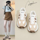 奧古獅登小蠻腰運動(dòng)鞋女四季百搭新款秋冬厚底德訓鞋增高鞋女華夫鞋跑步鞋 BY131222米卡其色 40
