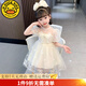 G.DUCK KIDS小黃鴨女童公主裙夏裝新款小女孩蕾絲裙兒童春秋網(wǎng)紗連衣裙 米白色蝴蝶結(jié)連衣裙 110