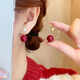 KASIYU新款日韓精致時(shí)尚紅色仿珍珠兩戴款耳釘女氣質(zhì)耳環(huán)圣誕節新年耳飾 兩戴款