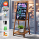 AUCS 40*60cm 電子熒光板一體式實(shí)木支架 花架LED廣告牌宣傳展示板發(fā)光黑板/白板