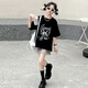 巴萊恩娜女童短袖t恤2025新款夏季韓版洋氣兒童小女孩半袖體恤上衣潮夏裝 黑色T恤 160cm