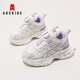 ABC KIDS兒童運(yùn)動(dòng)鞋春秋網(wǎng)面透氣時(shí)尚休閑紐扣男女童跑步鞋3150PY白紫32