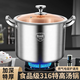 大廚幫316不銹鋼特高湯鍋食品級(jí)加厚加深家用鹵肉燉湯鍋電磁爐燃?xì)馔ㄓ?316不銹鋼特高湯鍋-玻璃蓋 0cm 特加厚一體成型鍋【內(nèi)徑26cm】