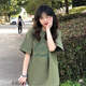 戀的夏季女生短袖T恤女衣服夏天學(xué)生寬松時(shí)尚少女高中初中生新款上衣 潮流韓版綠色 均碼