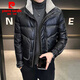 皮爾卡丹（pierre cardin）高檔立領(lǐng)皮羽絨服男短款2025年新款潮牌帥氣冬季加厚鴨絨外套針織 3712-P180黑色 M