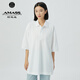 阿瑪施（AMASS）女裝新款通勤簡(jiǎn)約套頭中長(zhǎng)款寬松中袖T恤POLO衫女5300834 純凈白 XS (1碼)