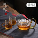 陶瓷故事 茶壺玻璃單壺家用耐高溫加厚過濾錘紋花茶壺泡茶壺茶杯茶具套裝 星夢壺小號 琳瑯小杯x2