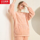 紅豆居家睡衣女秋冬季法蘭絨加絨加大加厚韓版法蘭絨家居服套裝可愛(ài)保暖 J1J732 熟桃色732 175/96A