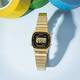 卡西歐（CASIO）小方塊防水情侶百搭時尚腕表A158WA A159/LA670-1金色簡約電子表 LA670WGA-1DF檔次金 【贈送貼膜】