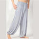 澳顏萊男士瑜伽服燈籠褲長(cháng)褲莫代爾大碼寬松晨練運動(dòng)太極服禪修服夏 淺灰色 XL
