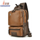 袋鼠（KANGAROO）2026新款皮質(zhì)胸包男單肩斜挎包大容量通勤休閑包多功能個(gè)性旅行包 淺棕色