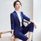 SOEM西裝套裝女氣質(zhì)新款黑色小西裝小西服春秋職業(yè)裝正裝酒店工作服 寶藍色西裝+褲子 XL [109-118斤穿]