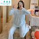 草景家孕婦睡衣夏季薄款純棉月子服寬松大碼產(chǎn)后夏天吸汗透氣哺乳衣套裝 955藍色 L  (建議體重90-120斤左右)