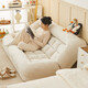 積木部落 人類(lèi)狗窩懶人沙發(fā)床可睡覺(jué)毛毛蟲(chóng)單人沙發(fā)陽(yáng)臺休閑折疊雙人沙發(fā) 親膚燈芯絨-米白色【可拆洗】 展開(kāi)180*130cm（送2個(gè)大靠枕）