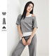 尚都比拉時(shí)尚氣質(zhì)背心短袖闊腿褲運動(dòng)休閑套裝三件套 灰色 L 