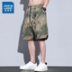 真維斯短褲男夏季新款迷彩沙灘褲寬松運動(dòng)休閑大褲衩速干五分褲 512軍綠色 M （建議90-110斤）