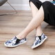 奶奶山老北京布鞋女復古風(fēng)元青花千層底透氣吸汗舒適休閑鞋女老式布底鞋 白底蘭花  松緊口【純布底】 38 【適合38碼的腳】