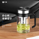 萬象（WANXIANG） 玻璃杯商務(wù)辦公男士水杯手柄杯大容量泡茶杯茶缸帶過濾網(wǎng)簡盒裝 U214-金屬黑480ml