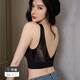 KJ內衣女文胸無(wú)痕運動(dòng)美背鏤空小胸聚攏性感睡眠夏季透氣大碼少女 黑色 M(厚度1cm左右)