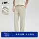 杰帝梵JDV男裝春夏新款米色半松緊腰休閑褲簡約通勤寬松長褲 米色 M 175/84C