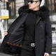 江譽(yù)男款派克服男士皮草外套可拆卸真兔毛內膽真皮毛一體連帽商務(wù)外套 黑色外殼加貉子黑色毛領(lǐng) 4XL 58碼170斤到185斤兔毛袖