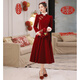 塞德勒敬酒服新娘2026新款冬季酒紅色訂婚禮服女厚款結婚回門(mén)便裝高端 酒紅色中長(cháng)款 XL