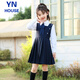 衣諾坊兒童演出服套裝女生連衣裙校服百褶長(cháng)裙幼兒園中大童裙子公主裙 女生藏青：裙子(紐扣款)+襯衫+領(lǐng)花+送襪子 130 （建議體重42-54斤）