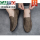卡帝樂(lè )鱷魚(yú)（CARTELO）豆豆鞋男夏季2026新款反絨磨砂皮鞋懶人一腳蹬青年商務(wù)開(kāi)車(chē)潮鞋子 K002卡其 40