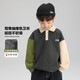 左西男童加絨衛(wèi)衣冬季2025兒童POLO領(lǐng)撞色鴛鴦袖套頭上衣 灰色【親膚保暖】 110