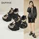 達(dá)芙妮（DAPHNE）老爹鞋女秋冬2024新款加絨棉鞋松糕鞋潮厚底內(nèi)增高幫運(yùn)動(dòng)休閑鞋子 黑色（加絨） 37