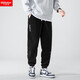 卡度頓特大碼300斤休閑褲男秋冬加肥加大碼運動(dòng)小腳褲超大號男裝胖子肥佬寬松彈力束腳長(cháng)褲10XL 黑色 5XL建議200-220斤
