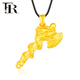 FR黃金項鏈吊墜斧頭吊墜男女款3D硬足金999龍斧吊墜生日禮物 龍斧吊墜約2.0-2.2g 配黑皮繩