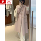 皮爾卡丹（pierre cardin）雙面羊毛大衣女牛角扣 新款寬松小個(gè)子連帽羊毛呢子外套 粉色 S (120斤以下)