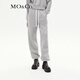 MO&Co.休閑褲磨毛底抓毛皮質(zhì)MC章仔松緊高腰棉質(zhì)束口運動(dòng)衛褲軟糯風(fēng) 淺花灰色 XS